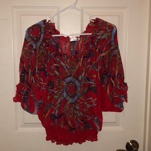 Red Patterned blouse